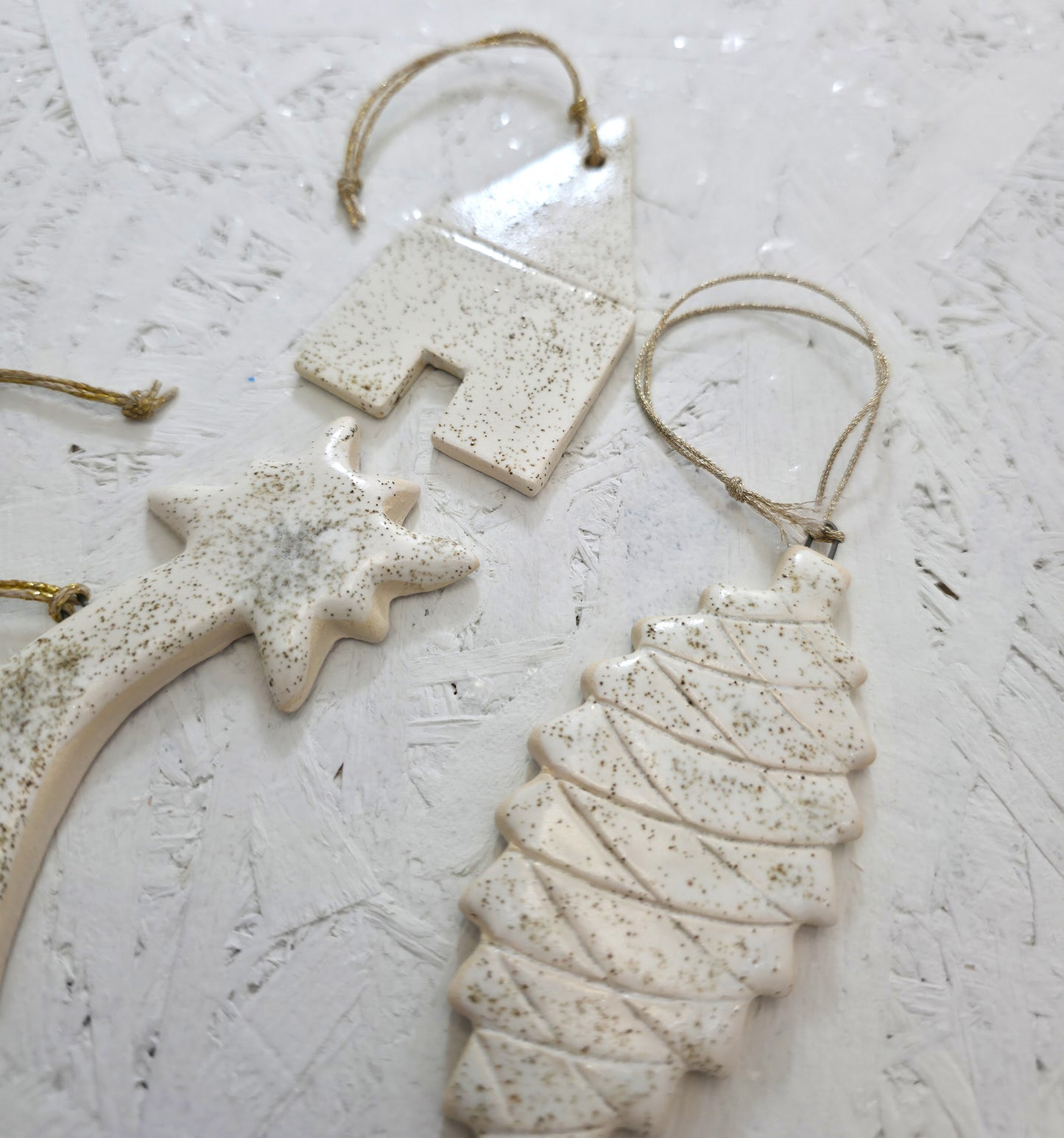 Handmade Ceramic Ornaments – Neutral, Modern, Speckled