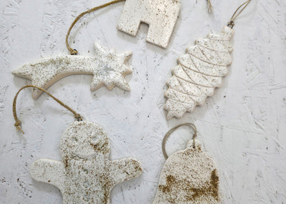 Ceramic Pinecone Ornament

Ceramic Star Ornament

Ceramic Gingerbread Man Ornament

Ceramic House Ornament

Ceramic Bell Ornament