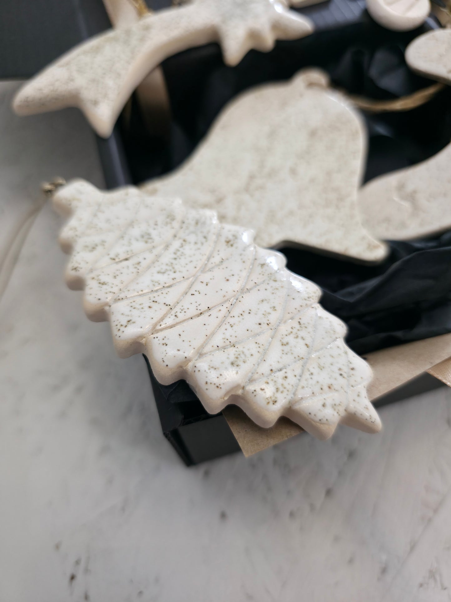 Handcrafted White Ceramic Holiday Ornaments – Modern & Minimal