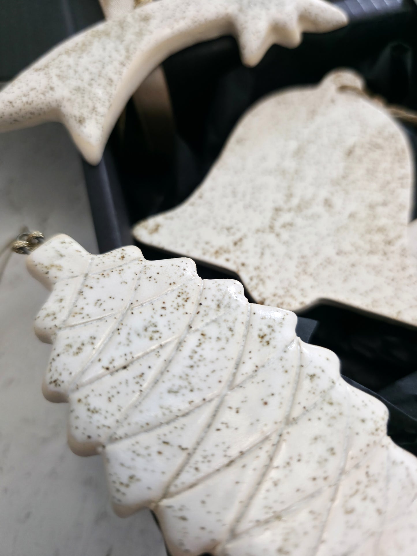 Handmade Ceramic Ornaments – Neutral, Modern, Speckled