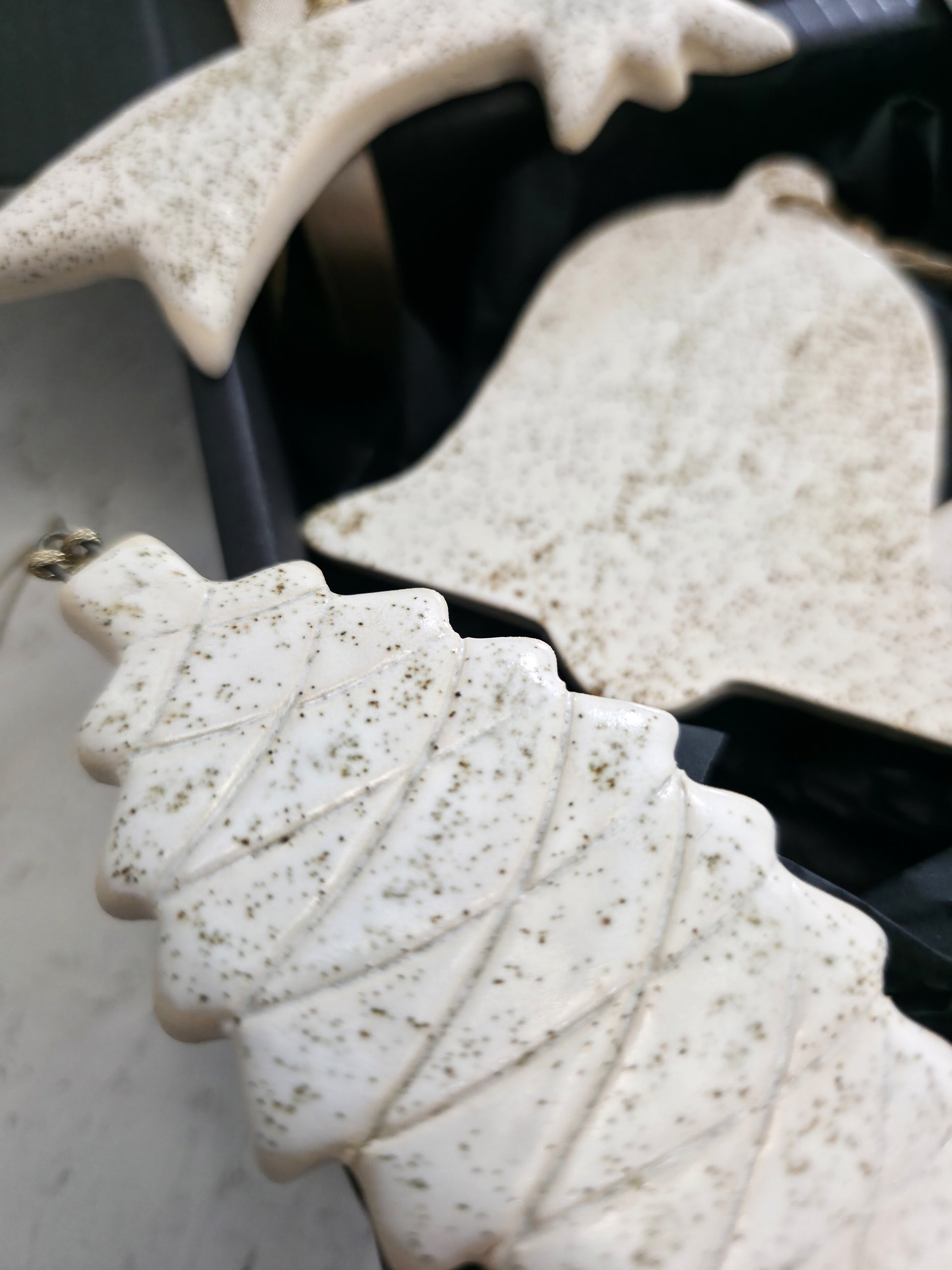 Handmade Ceramic Ornaments – Neutral, Modern, Speckled