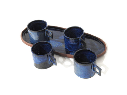 handmade ceramic deep blue mug cup pottery handbuild 