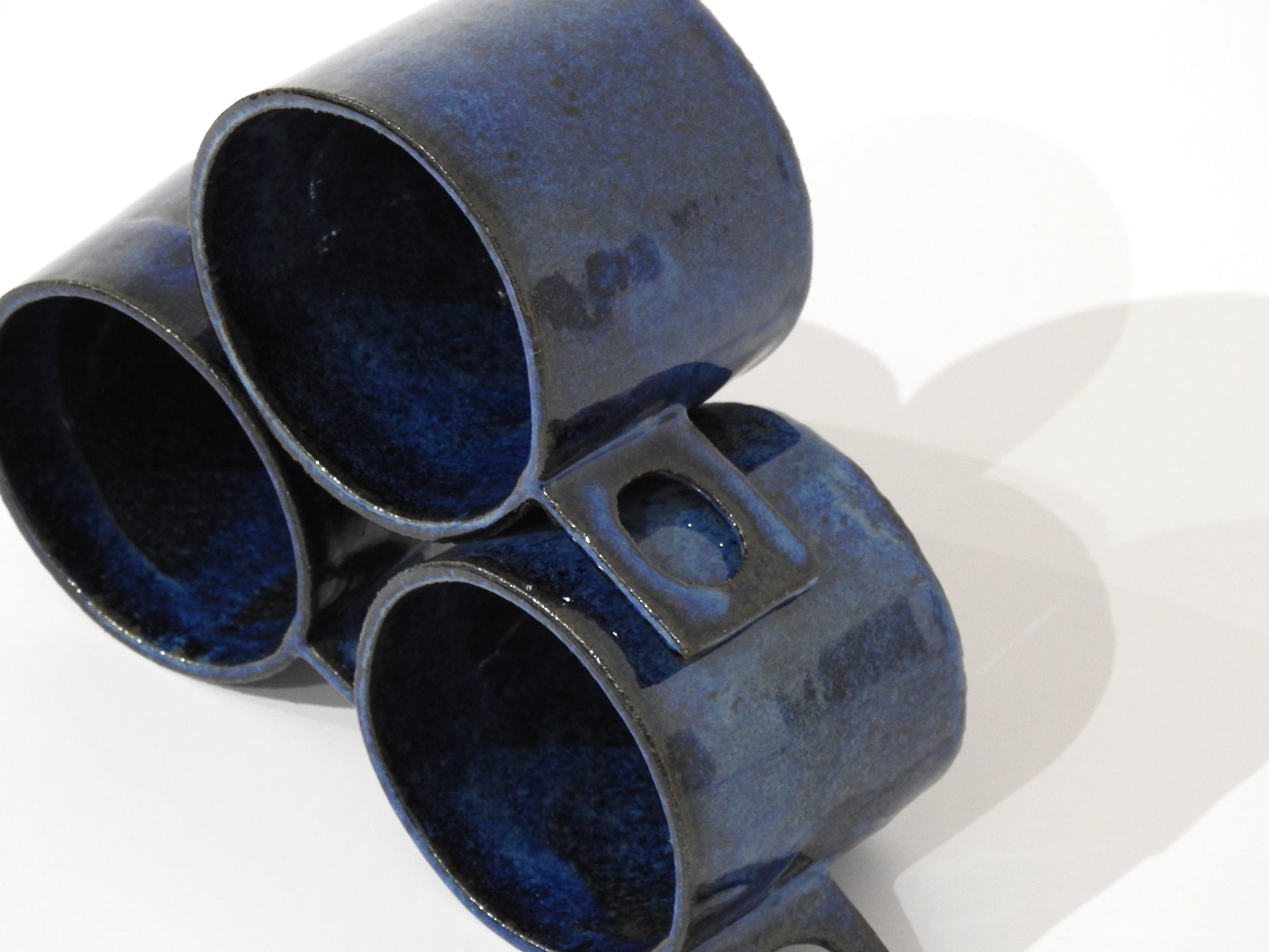 handmade ceramic deep blue mug cup pottery handbuild 