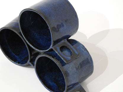 handmade ceramic deep blue mug cup pottery handbuild 
