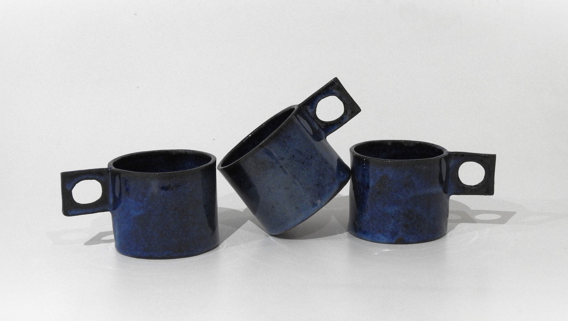 handmade ceramic deep blue mug cup pottery handbuild 