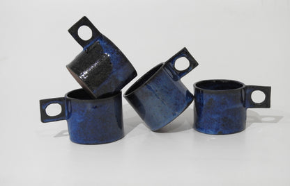 handmade ceramic deep blue mug cup pottery handbuild  artisanal ceramics greek pottery studio