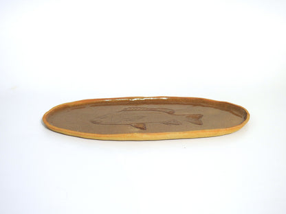 beige raw aesthetics platter for food. ceramic clay serving big dish for dinner 