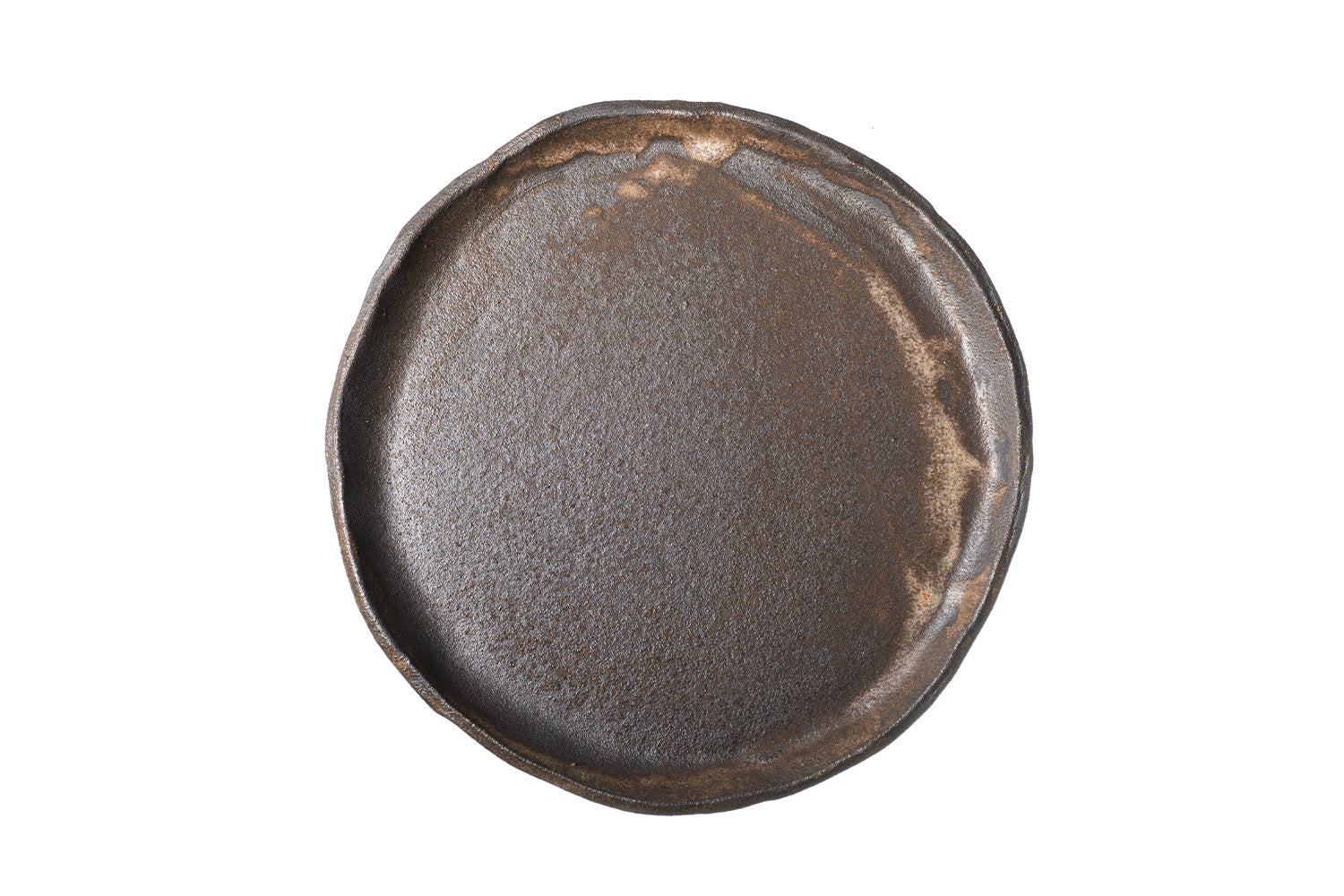 Round black ceramic plate 

