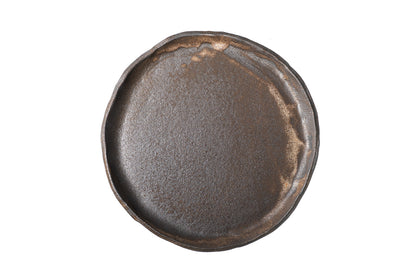 Round black ceramic plate 
