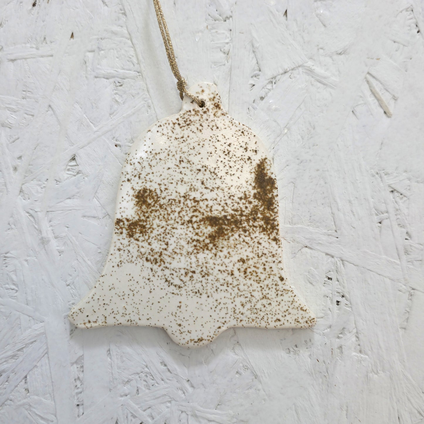 Christmas Tree Ornament Clay Carrying Tiny Gold Bell