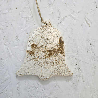 Christmas Tree Ornament Clay Carrying Tiny Gold Bell
