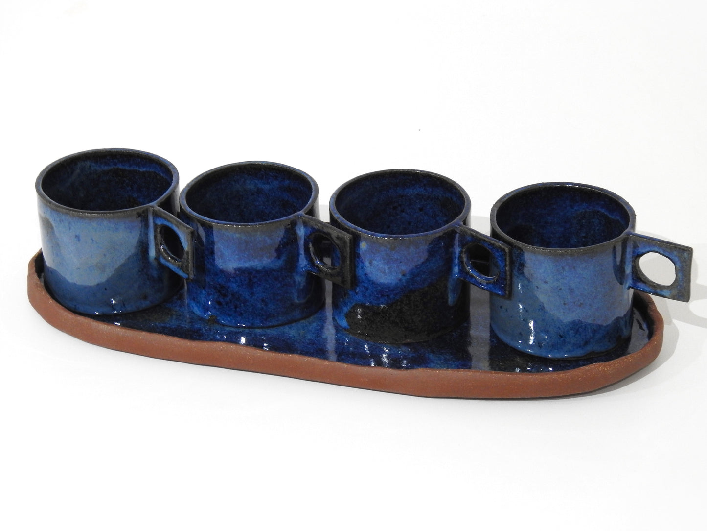 handmade ceramic deep blue mug cup pottery handbuild 